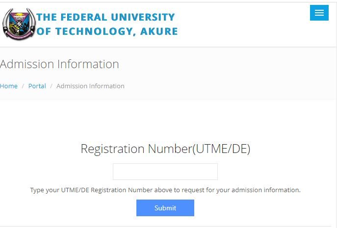 FUTA Admission portal